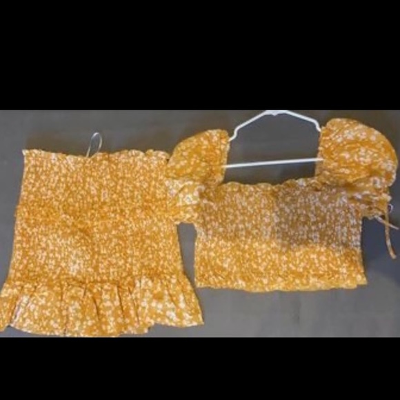 Adorable Yellow Floral Two Piece Set